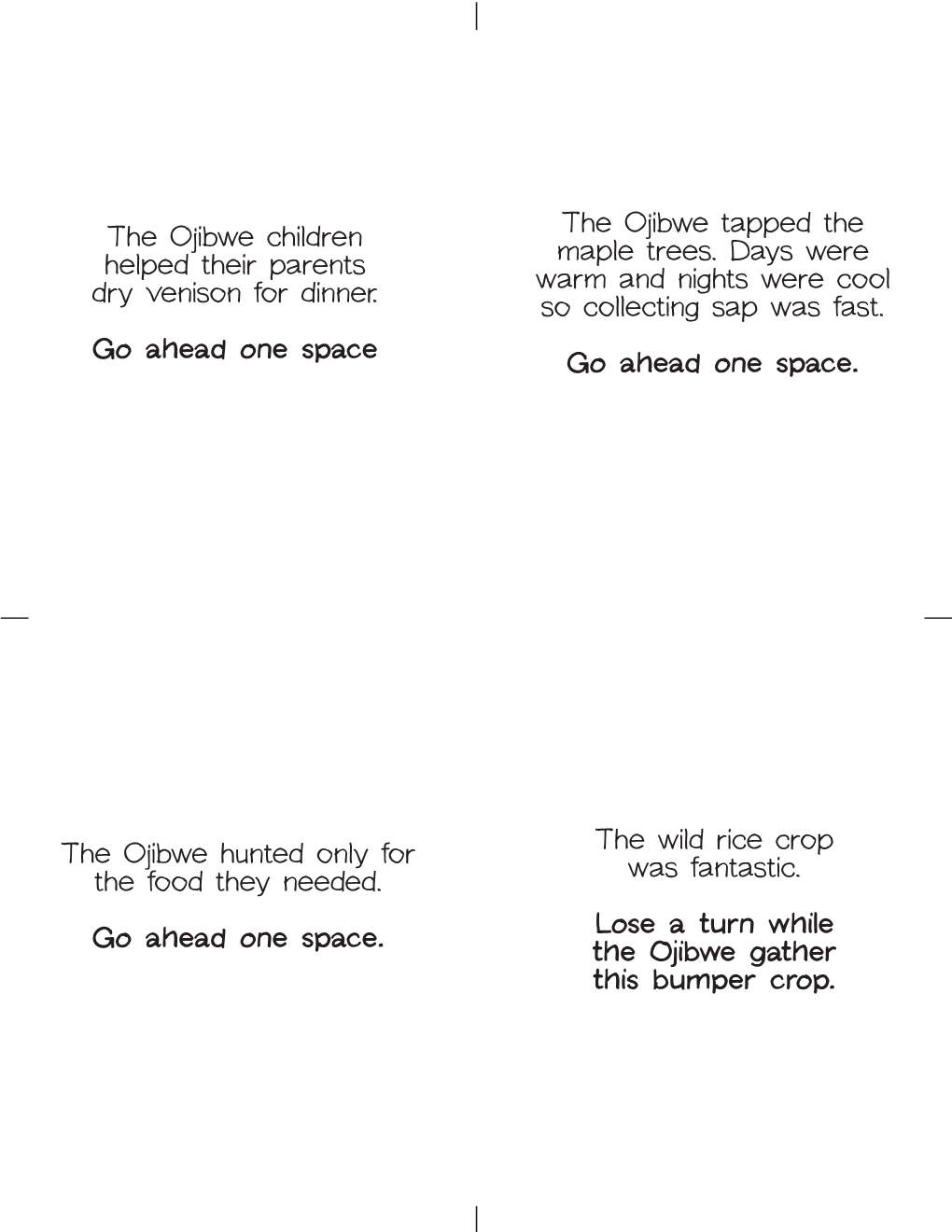 The Ojibwe Tapped the Maple Trees. Days Were Warm and Nights Were Cool So Collecting Sap Was Fast. Go Ahead One Space. the Ojibw