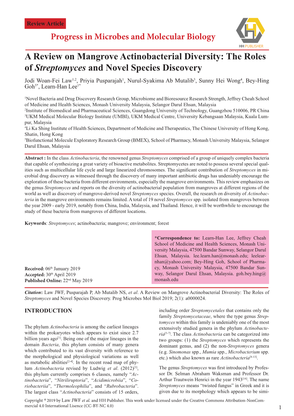 The Roles of Streptomyces and Novel Species Discovery