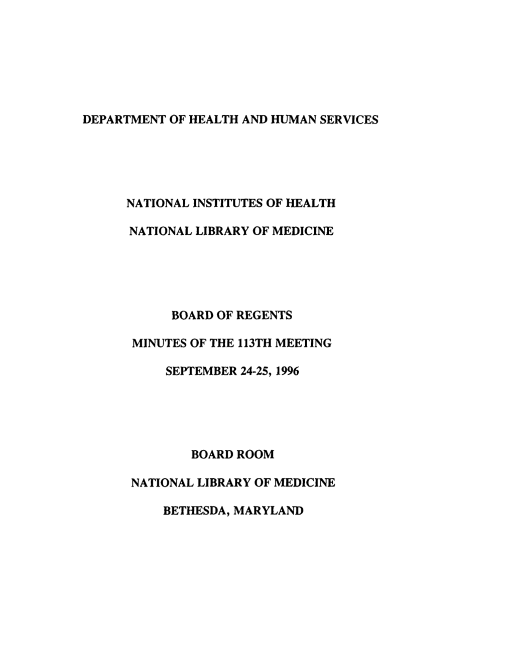 NLM Board of Regent's Minutes, Sept. 1996