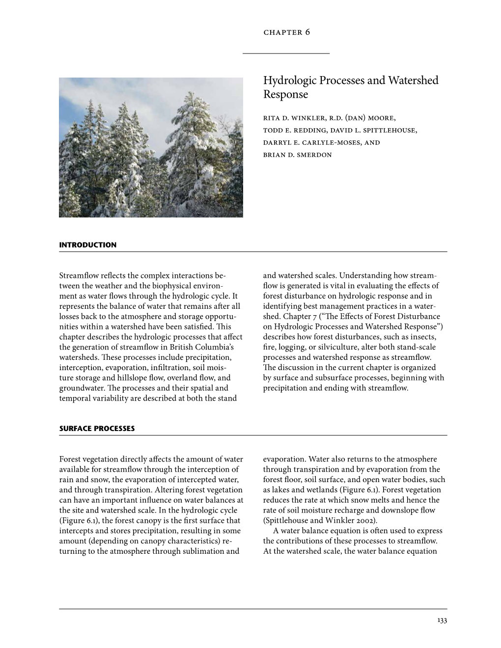 Chapter 6 Hydrologic Processes and Watershed Response