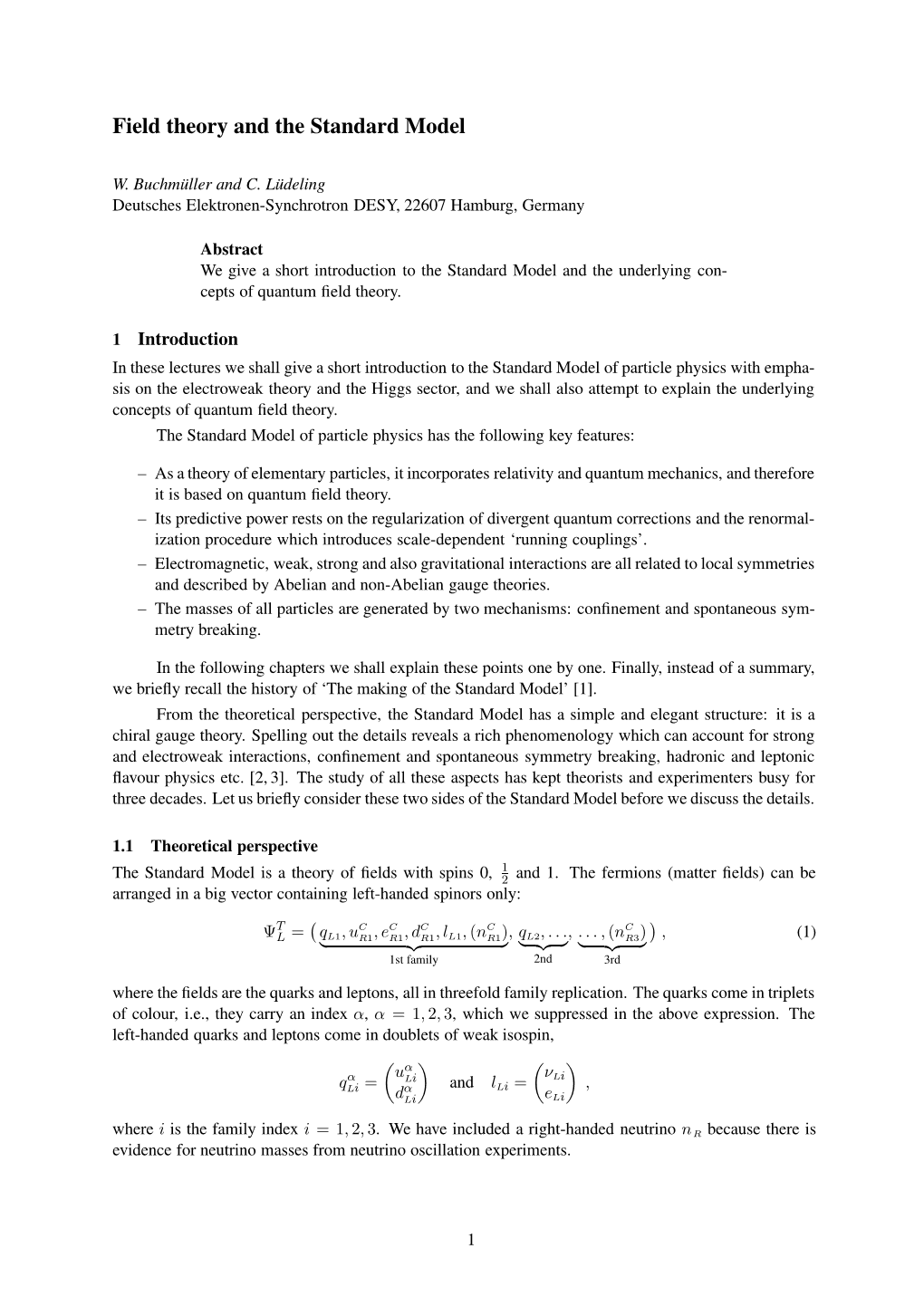 Field Theory and the Standard Model