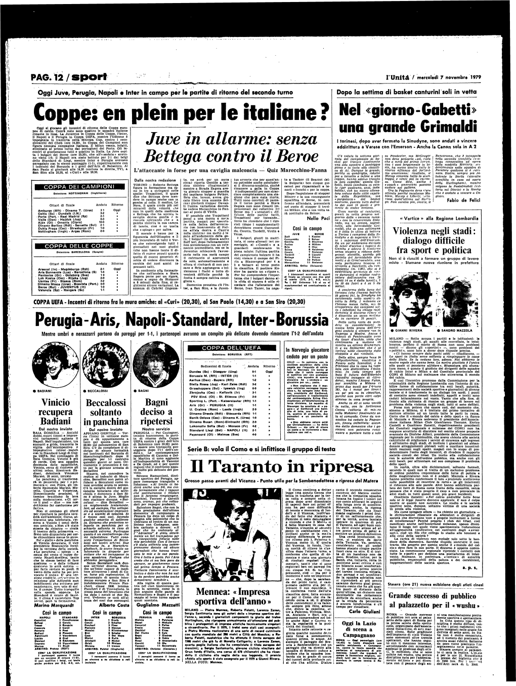 PAG. 12 / Sport L'unità / Mercoledì 7 Novembre 1979