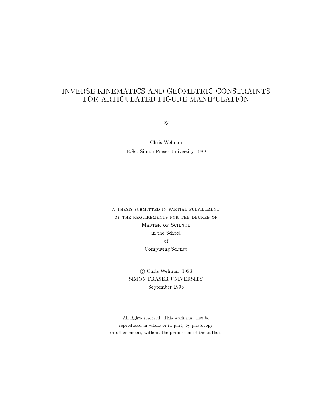 Inverse Kinematics and Geometric Constraints for Articulated Fig