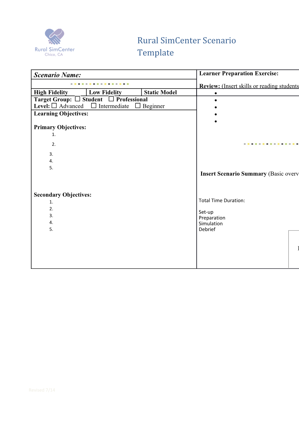 Rural Simcenter Scenario Template