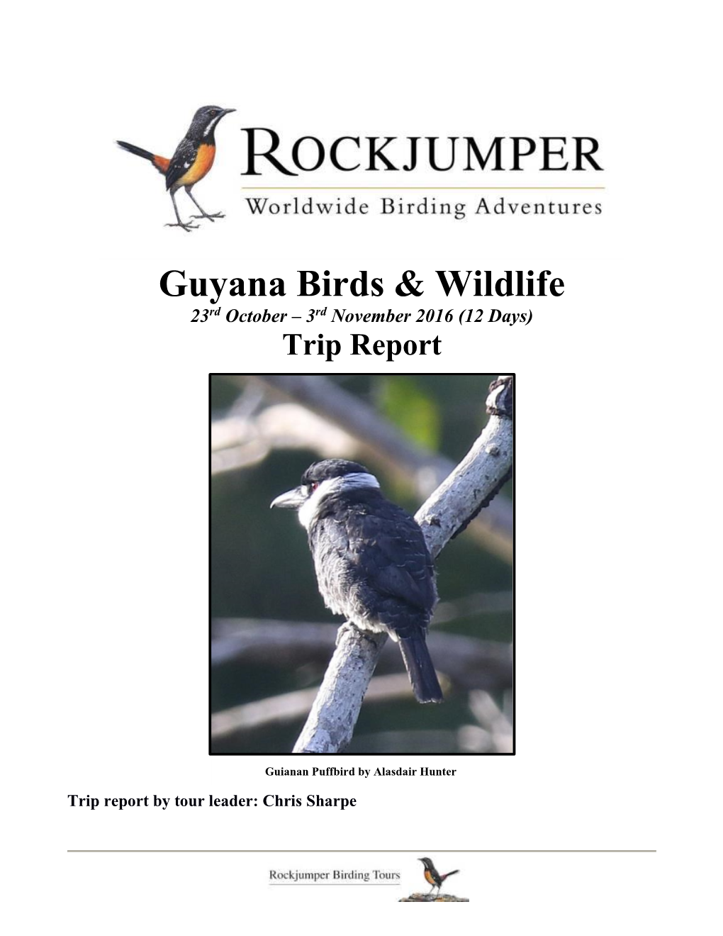 Guyana Birds & Wildlife 23Rd October – 3Rd November 2016 (12 Days) Trip Report