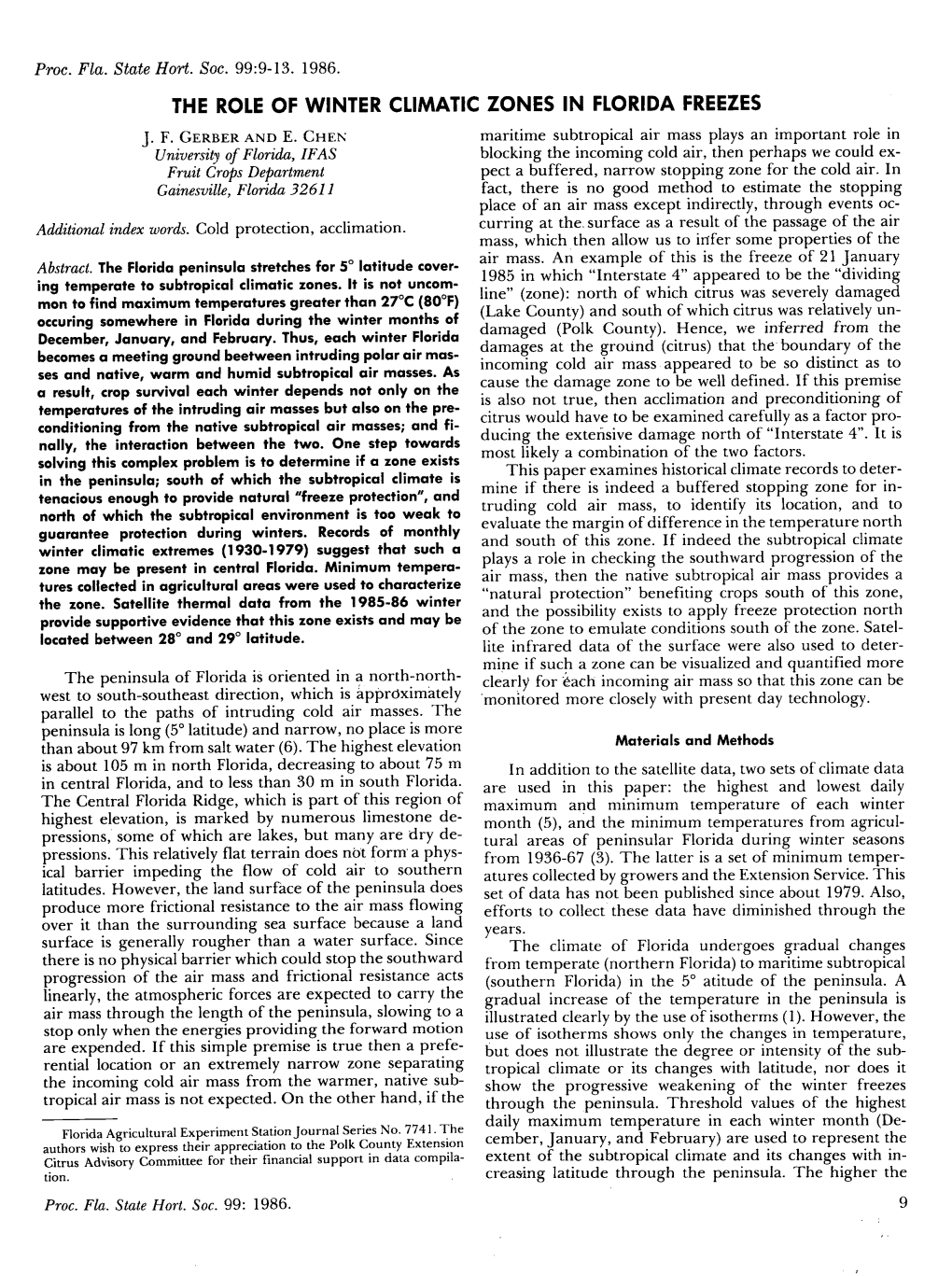 The Role of Winter Climatic Zones in Florida Freezes