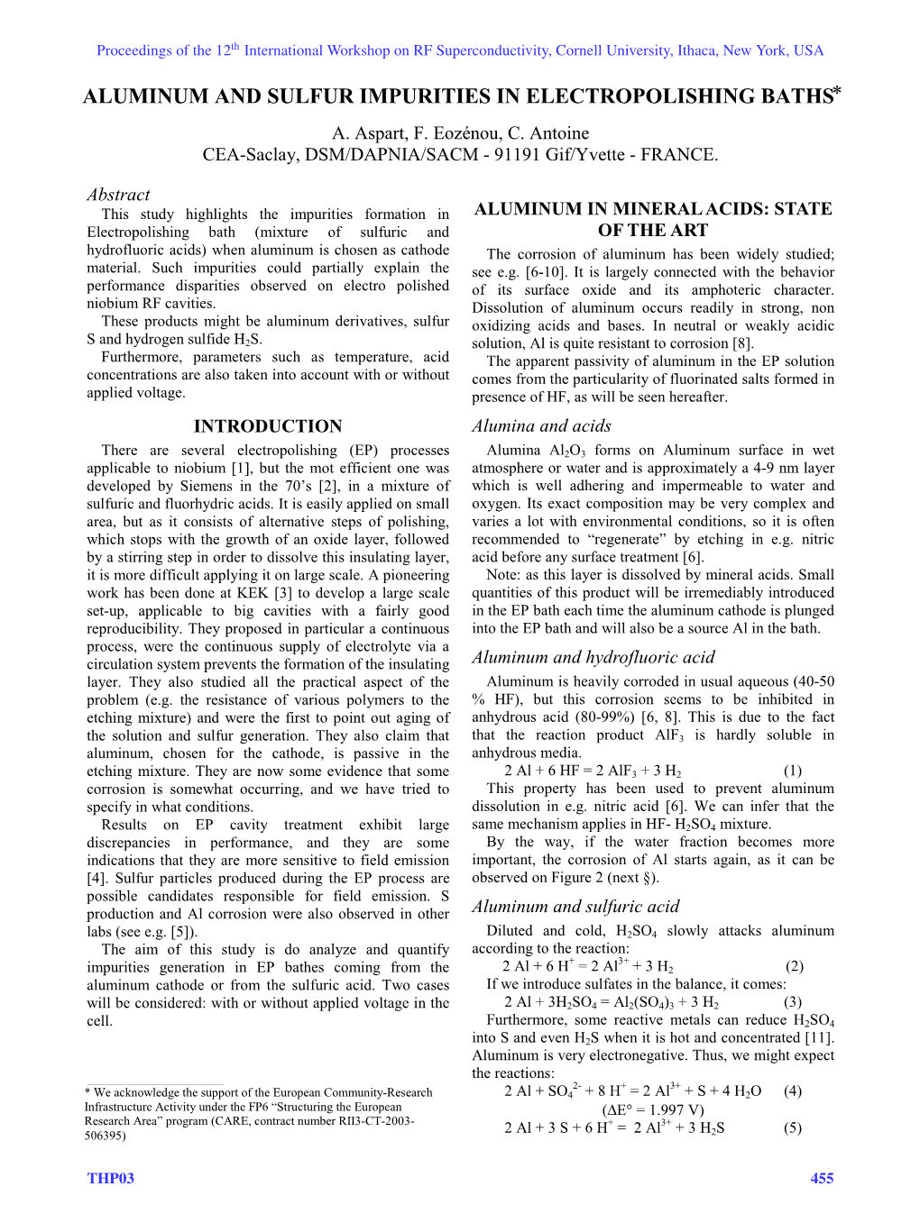 Aluminium and Sulphur Impurities in Electropolishing Baths