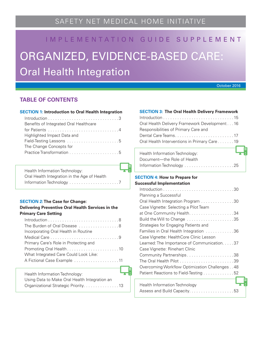 Organized, Evidence-Based Care Supplement: Oral Health Integration