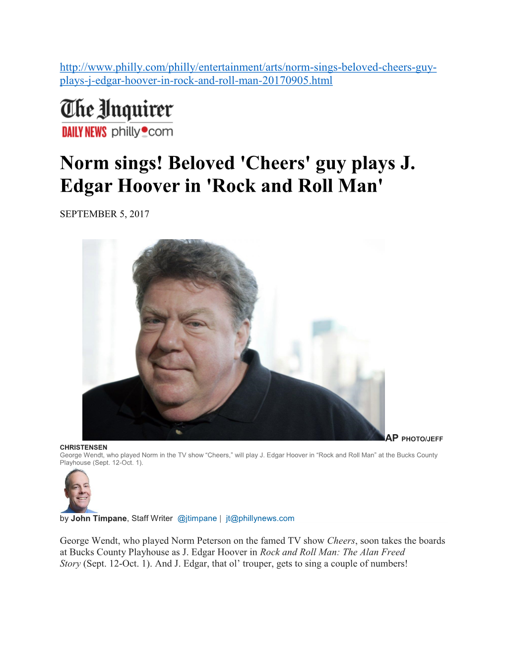 Norm Sings! Beloved 'Cheers' Guy Plays J. Edgar Hoover in 'Rock and Roll Man'