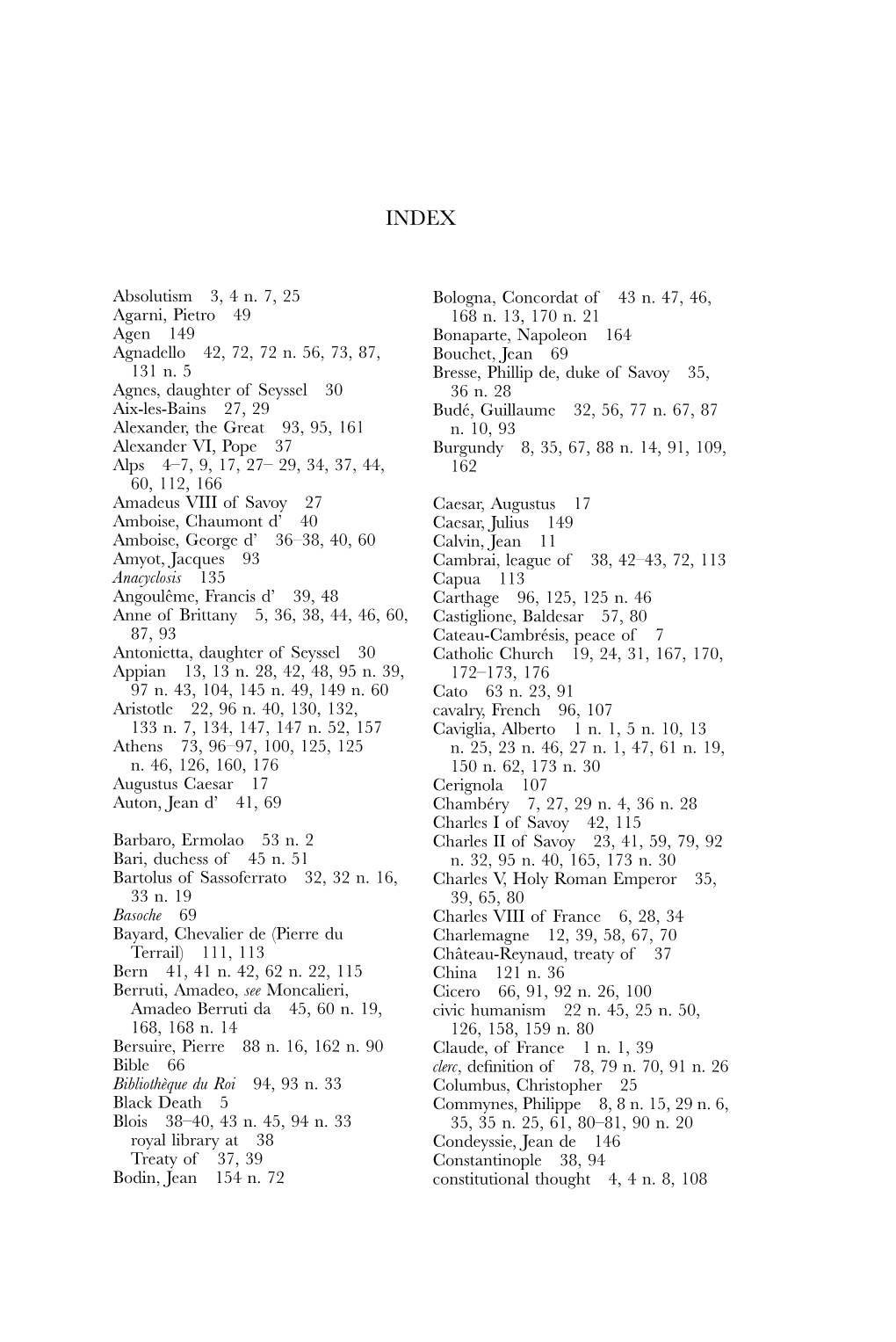 Absolutism 3, 4 N. 7, 25 Agarni, Pietro 49 Agen 149 Agnadello 42, 72, 72