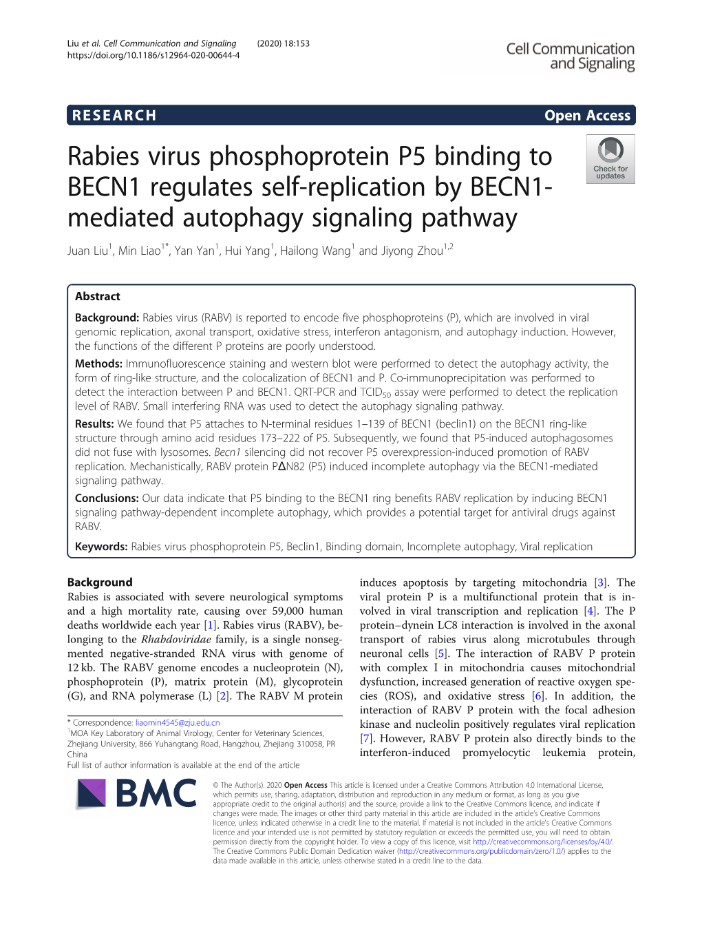 Rabies Virus Phosphoprotein P5 Binding to BECN1 Regulates Self