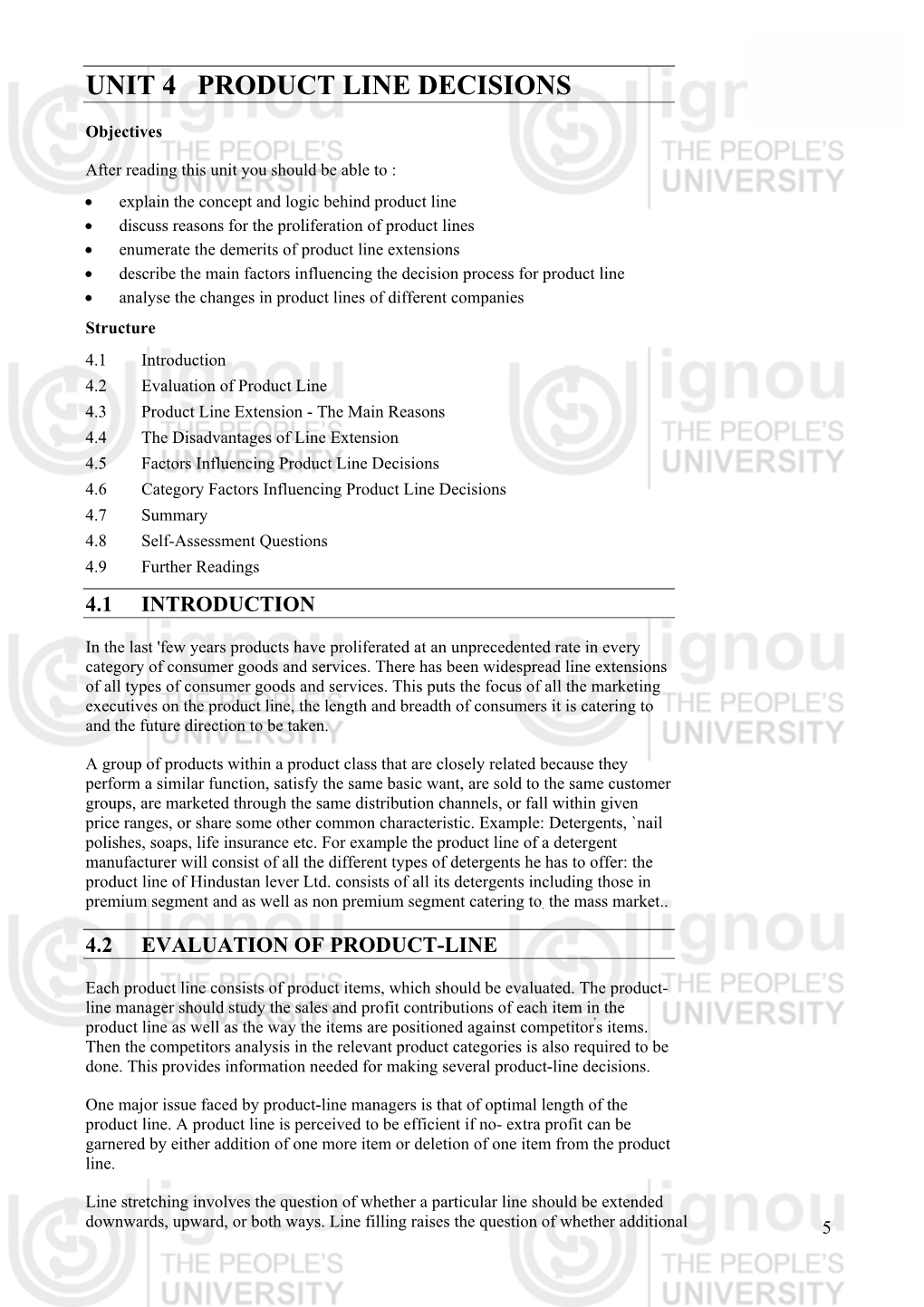 Unit 4 Product Line Decisions