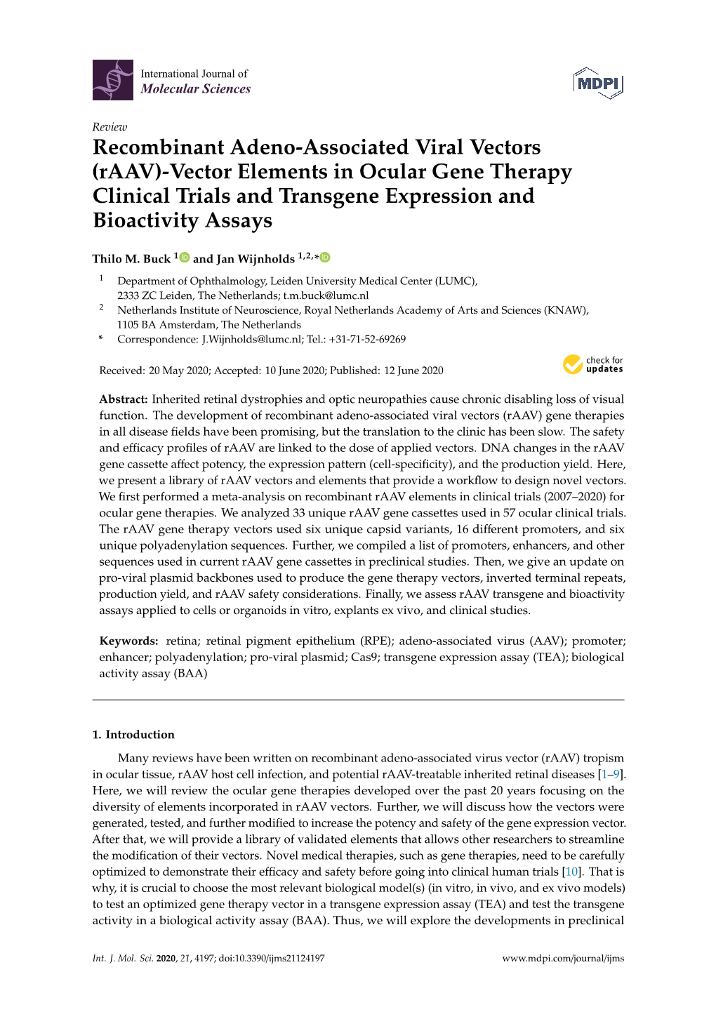 (Raav)-Vector Elements in Ocular Gene Therapy Clinical Trials and Transgene Expression and Bioactivity Assays