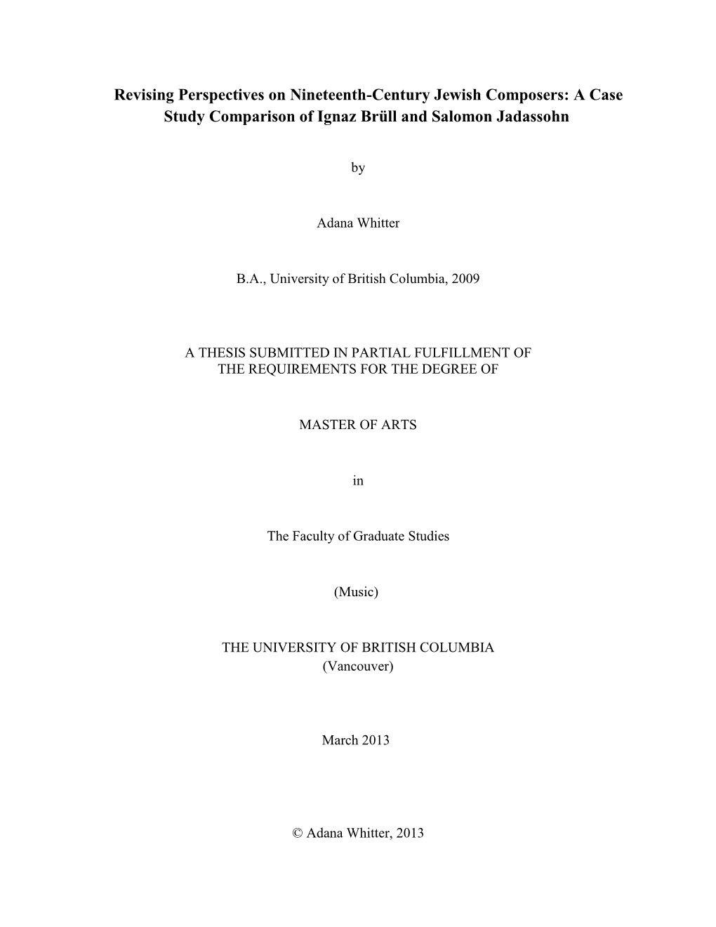 Revising Perspectives on Nineteenth-Century Jewish Composers: a Case Study Comparison of Ignaz Brüll and Salomon Jadassohn