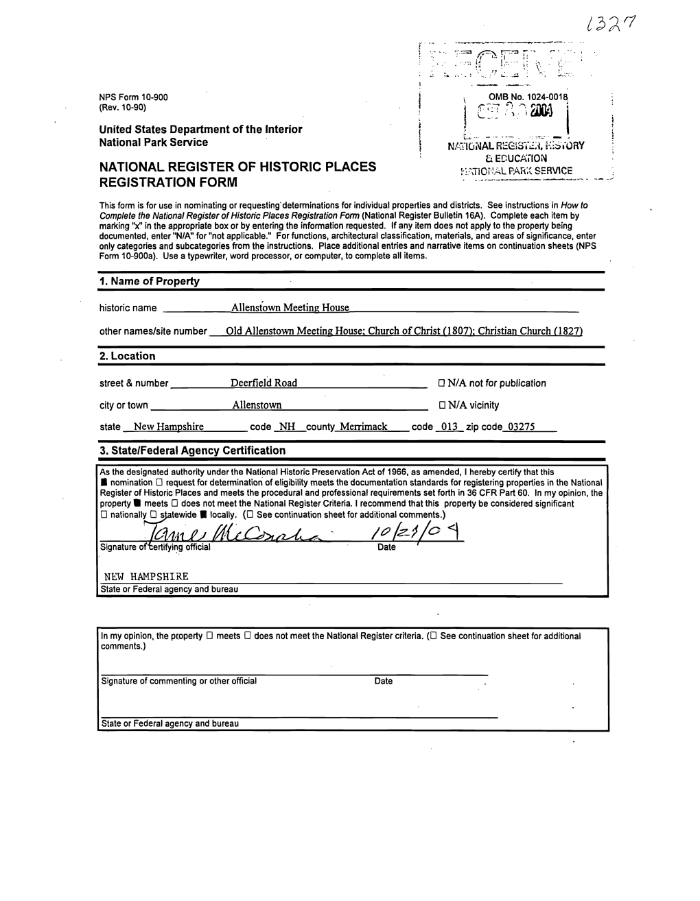 NATIONAL REGISTER of HISTORIC PLACES ^-Rict SPARK SERVICE REGISTRATION FORM L.™~~——--——~