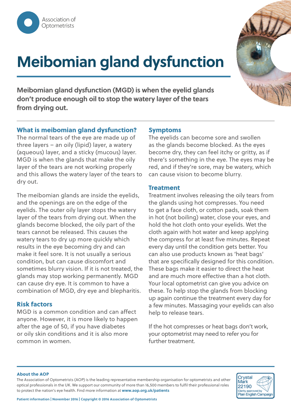 Meibomian Gland Dysfunction Leaflet