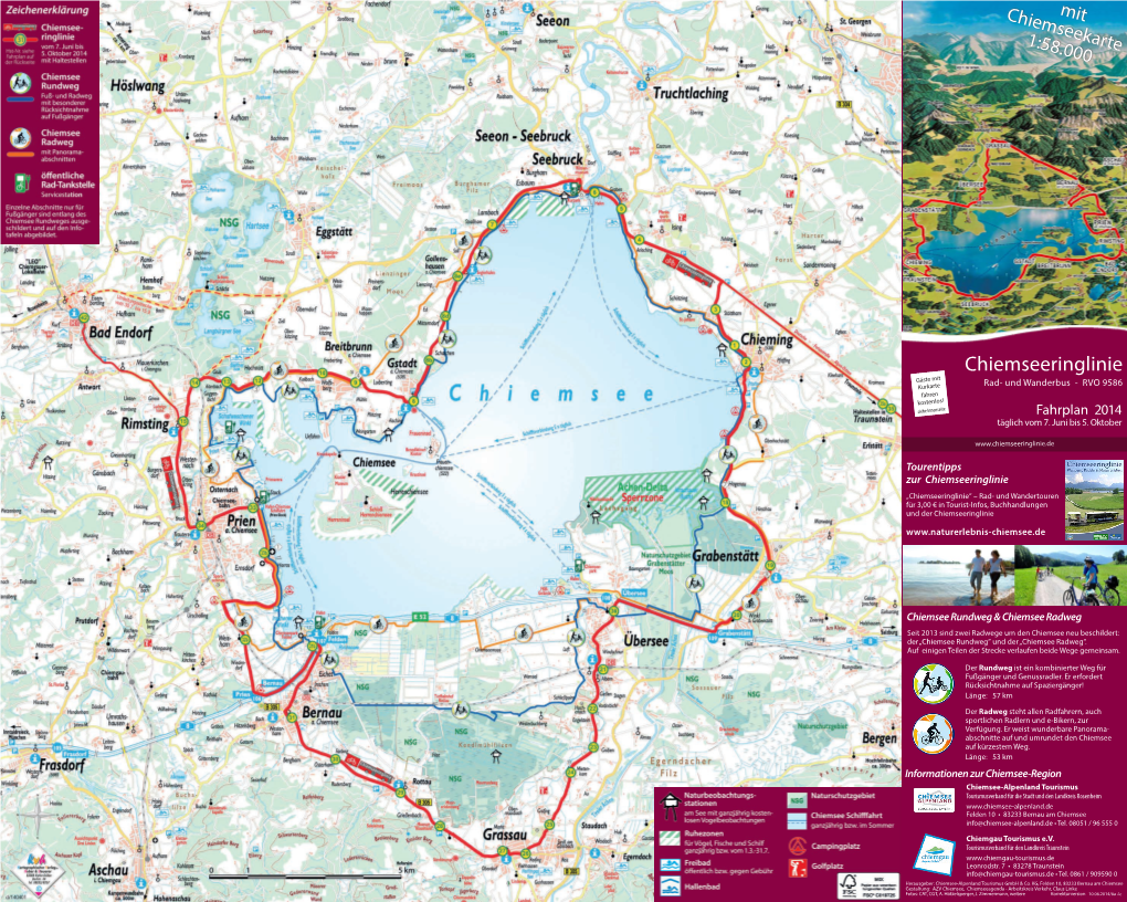 Chiemseeringlinie Gästefür Mit Rad- Und Wanderbus - RVO 9586 EinheimischeKurkarte Tageskartefahren  Kostenlos!Im Bus Siehe Innenseite Fahrplan 2014 Täglich Vom 7