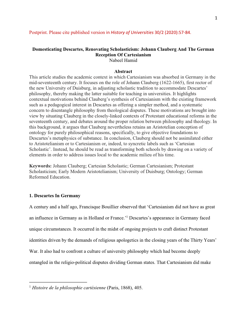 1 Preprint. Forthcoming in in Reshaping Natural Philosophy: Tradition and Innovation in the Academic Milieu, Edited by Andrea Sa