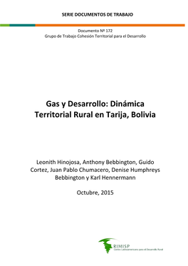 Gas Y Desarrollo: Dinámica Territorial Rural En Tarija, Bolivia