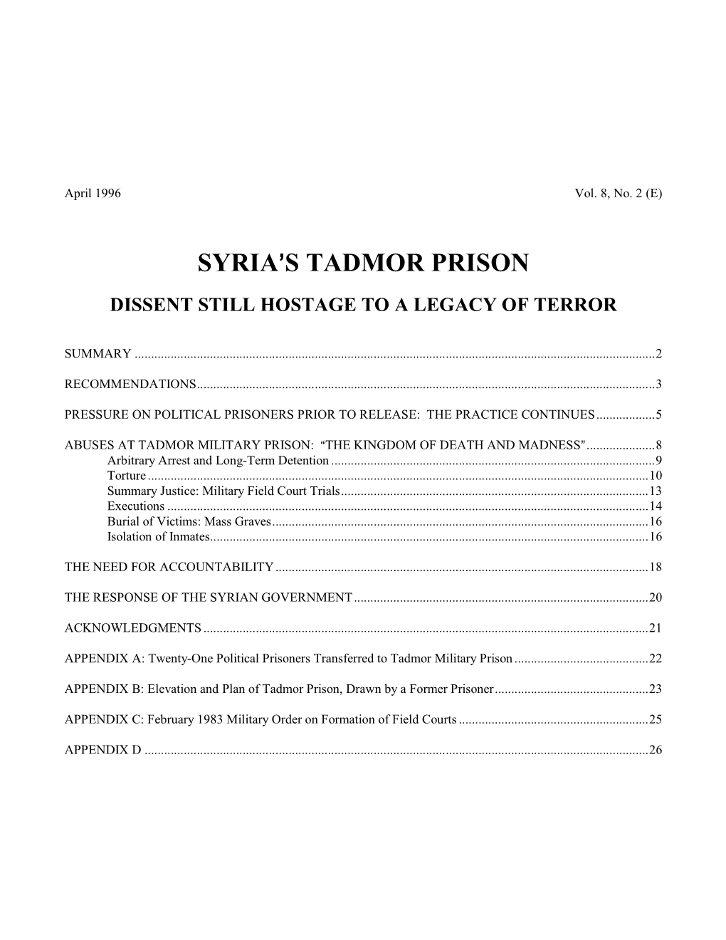 Syria=S Tadmor Prison