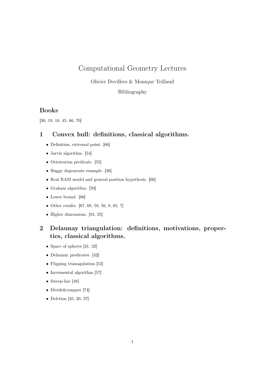 Computational Geometry Lectures