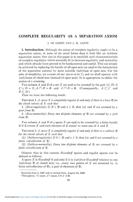 Complete Regularity As a Separation Axiom