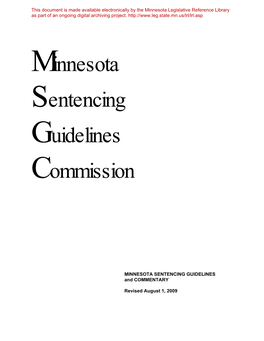 August 2009 MN Sentencing Guidelines and Commentary