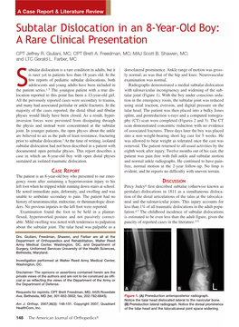 Subtalar Dislocation in an 8-Year-Old Boy: a Rare Clinical Presentation