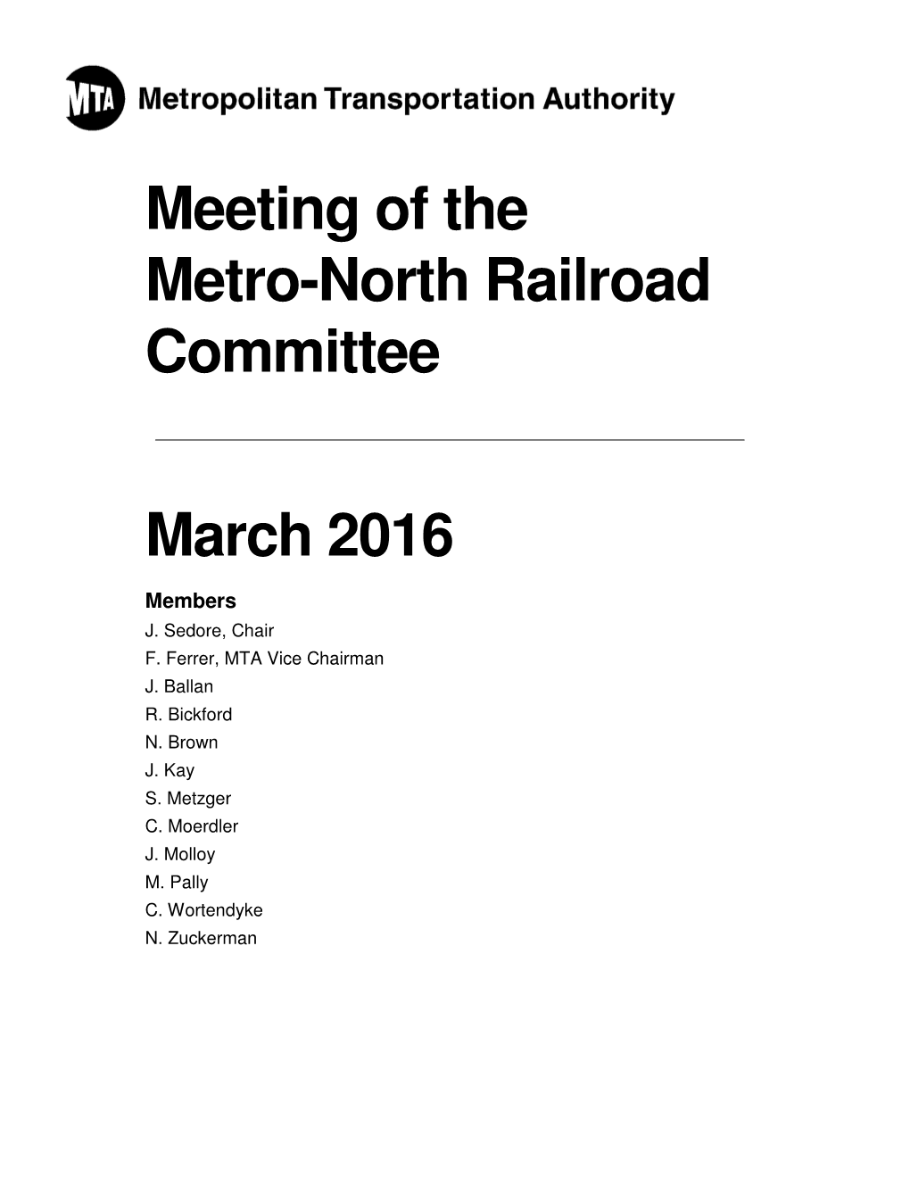 Meeting of the Metro-North Railroad Committee March 2016