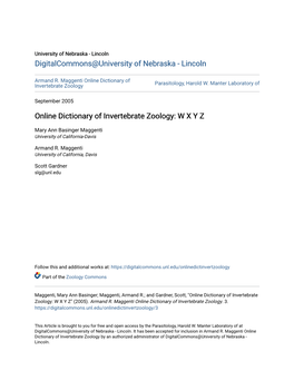 Online Dictionary of Invertebrate Zoology Parasitology, Harold W
