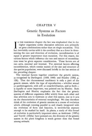 Chapter 5. Genetic Systems As Factors in Evolution