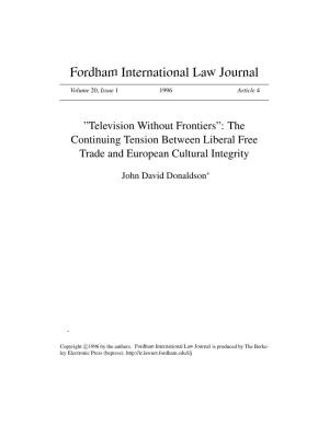 "Television Without Frontiers": the Continuing Tension Between Liberal Free Trade and European Cultural Integrity