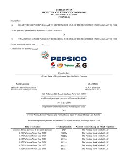 Pepsico Q3 2019 10-Q