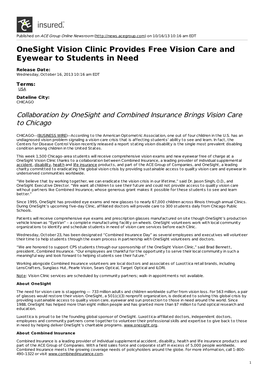 Onesight Vision Clinic Provides Free Vision Care and Eyewear to Students in Need