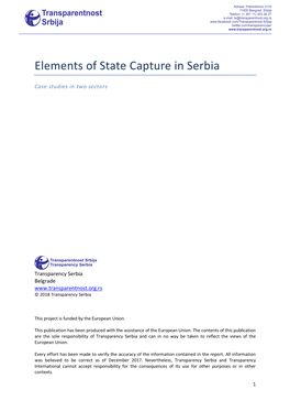Elements of State Capture in Serbia