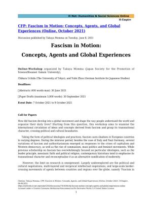 Fascism in Motion: Concepts, Agents and Global Experiences