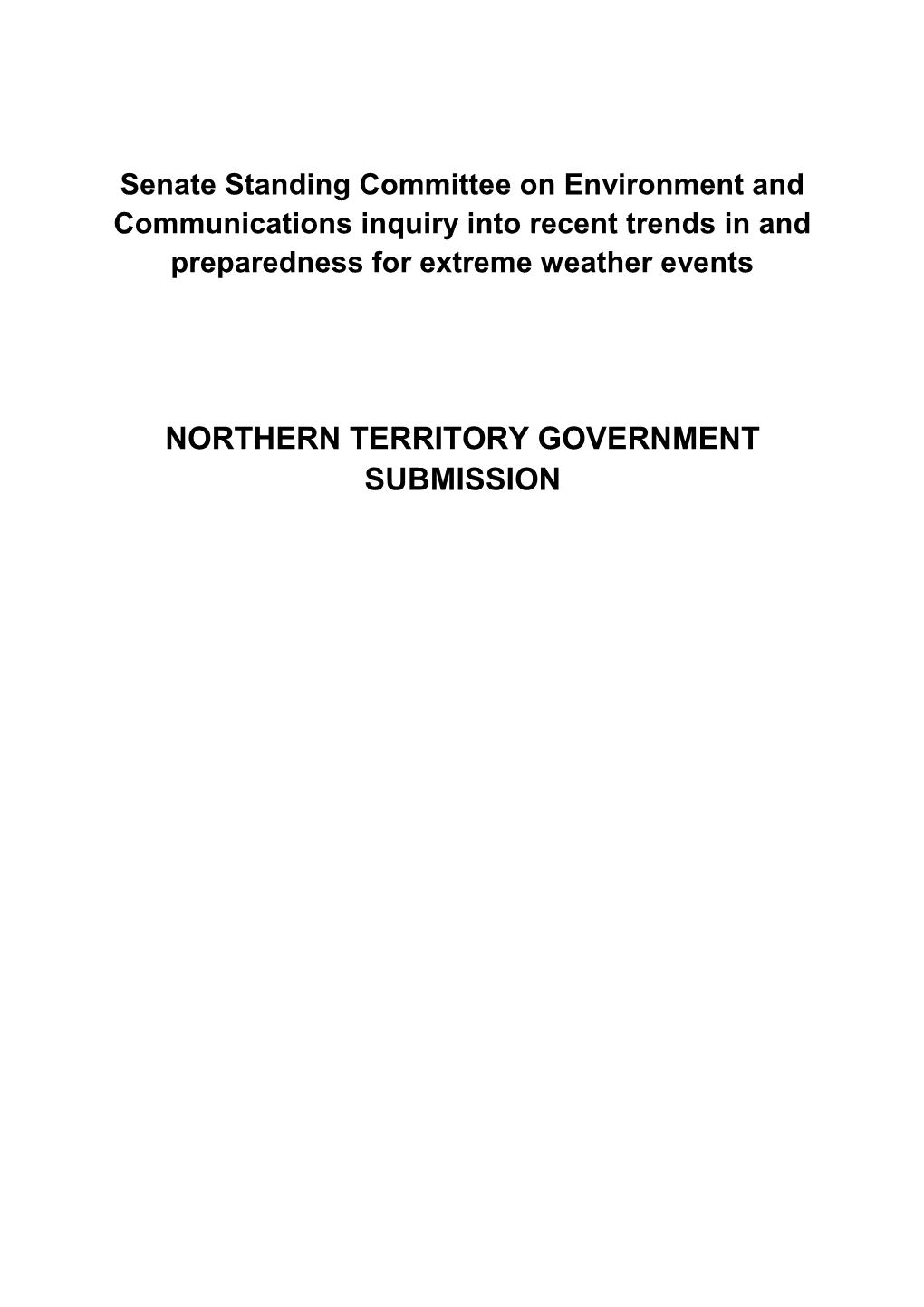 Northern Territory Government Submission