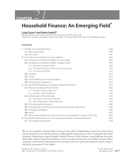 Household Finance: an Emerging Field*