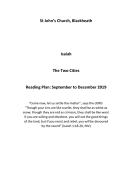 St John's Church, Blackheath Isaiah the Two Cities Reading Plan