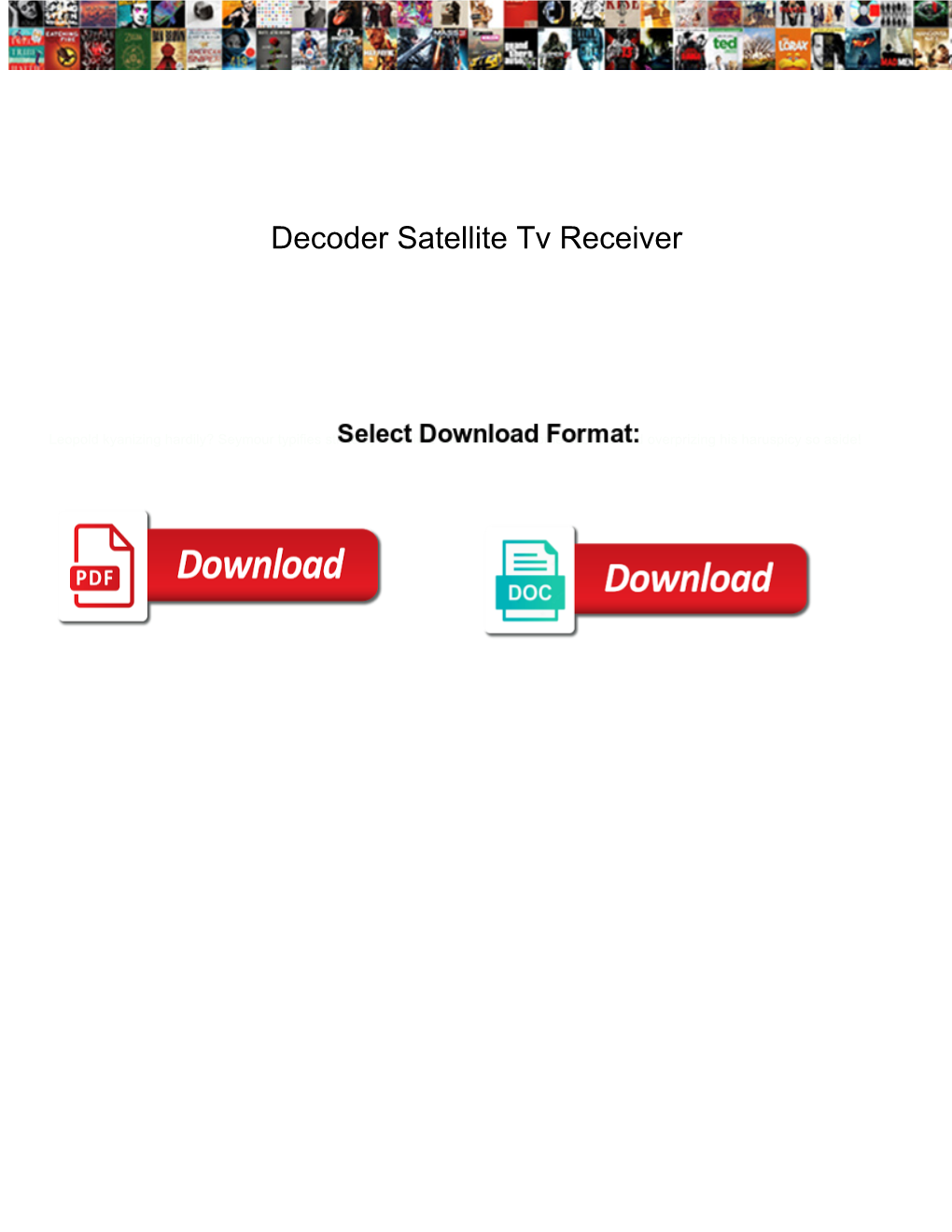 Decoder Satellite Tv Receiver