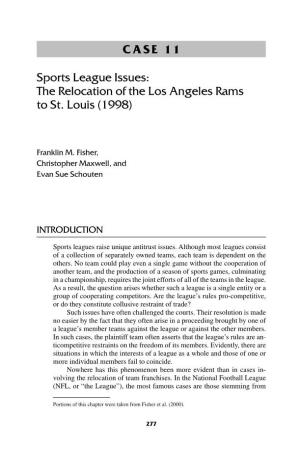 CASE 11 Sports League Issues: the Relocation of the Los Angeles