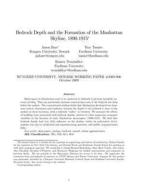 Bedrock Depth and the Formation of the Manhattan Skyline, 1890-1915∗