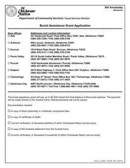 Burial Assistance Grant Application ======