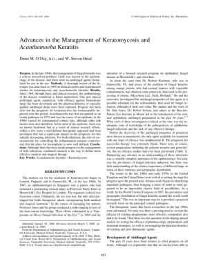 Advances in the Management of Keratomycosis and Acanthamoeba Keratitis