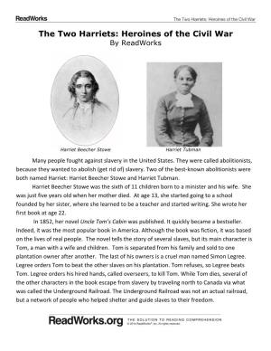 The Two Harriets: Heroines of the Civil War