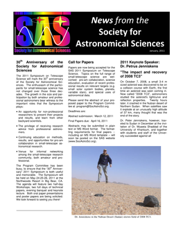 News from the Society for Astronomical Sciences