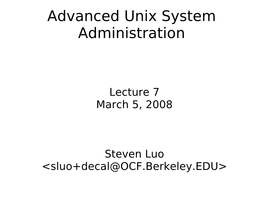 Advanced Unix System Administration