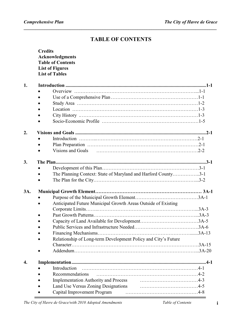 Comprehensive Plan the City of Havre De Grace ______