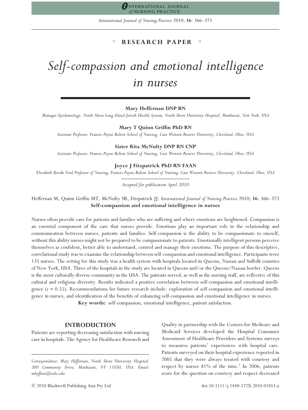 Self-Compassion and Emotional Intelligence in Nurses