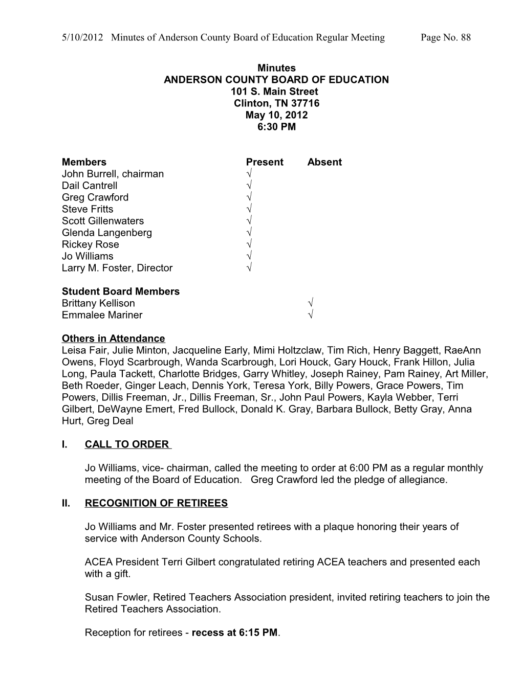 5/10/2012 Minutes of Anderson County Board of Education Regular Meeting Page No. 95